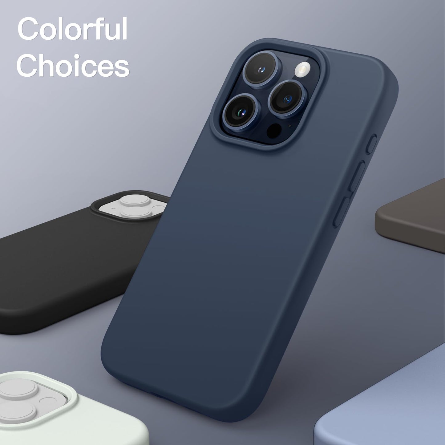 JETech Silicone Case for iPhone 15 Pro Max 6.7-Inch, Silky-Soft Touch Full-Body Protective Phone Case, Shockproof Cover (Black)