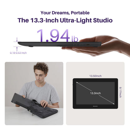 GAOMON PD1161 Drawing Tablet with Screen, Digital Art Tablet with Battery-Free Stylus, Tilt, 8 Shortcut Keys for Paint, Design, Illustration, Editing, 11.6-inch Graphics Tablet for Mac, Windows PC