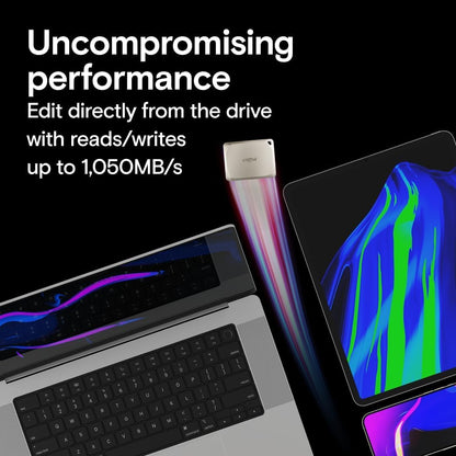 Crucial X9 Pro 1TB Portable SSD, Up to 1050MB/s Read & Write, 3.2 USB-C, External Solid State Drive, Durable Storage for PC & Mac, for Content Creators & Videogaphers, Silver - ‎CT1000X9PROSSD902