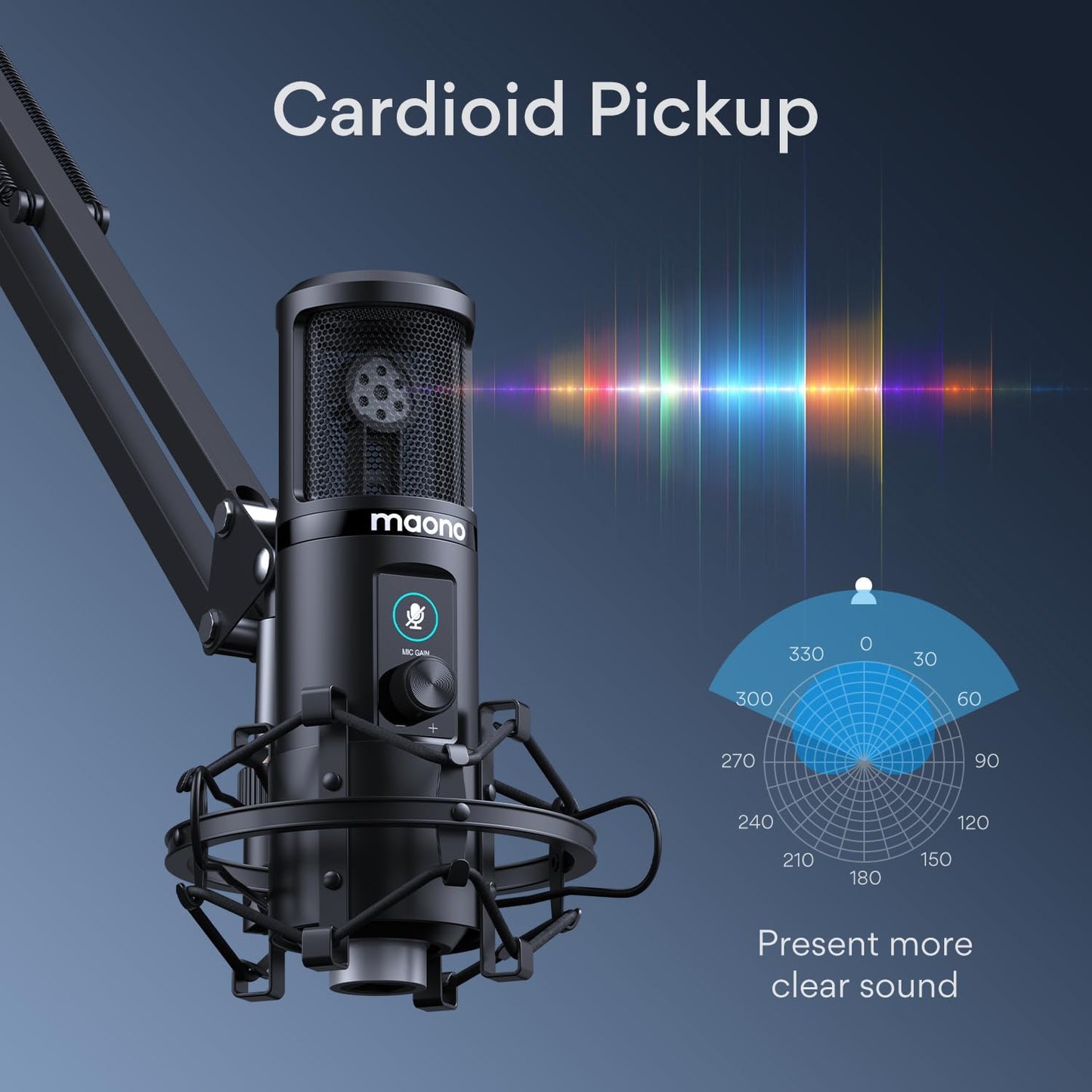 MAONO AU-PM421 USB Microphone with AU-MH601 Studio Monitor Headphones Bundle Plug and Play for Podcast, YouTube, Music…
