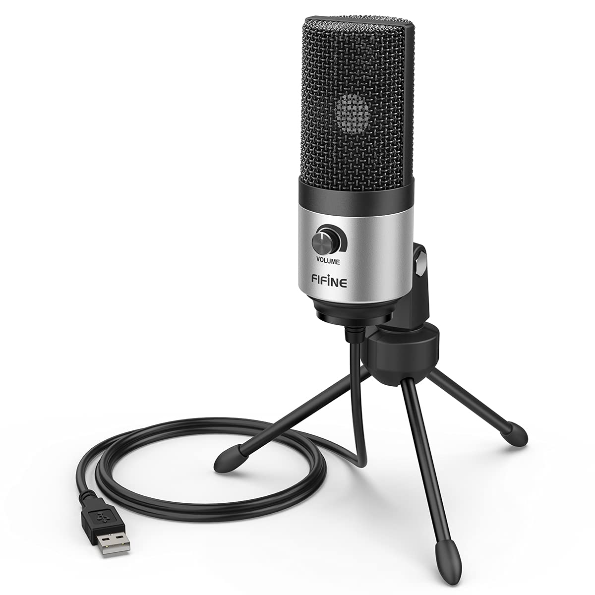 FIFINE USB Microphone, Metal Condenser Recording Microphone for MAC OS, Windows, Cardioid Laptop Mic for Recording Vocals, Voice Overs, Streaming, Meeting and YouTube Videos-K669B