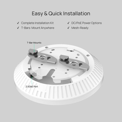 TP-Link Omada WiFi 6 Wireless Access Point - AX3000 Dual Band, 1G Port, PoE+ or DC Powered, DC Adapter Included, 5yr Warranty, Captive Portal, Mesh, WPA3, Roaming, Business WiFi Experience(EAP650)