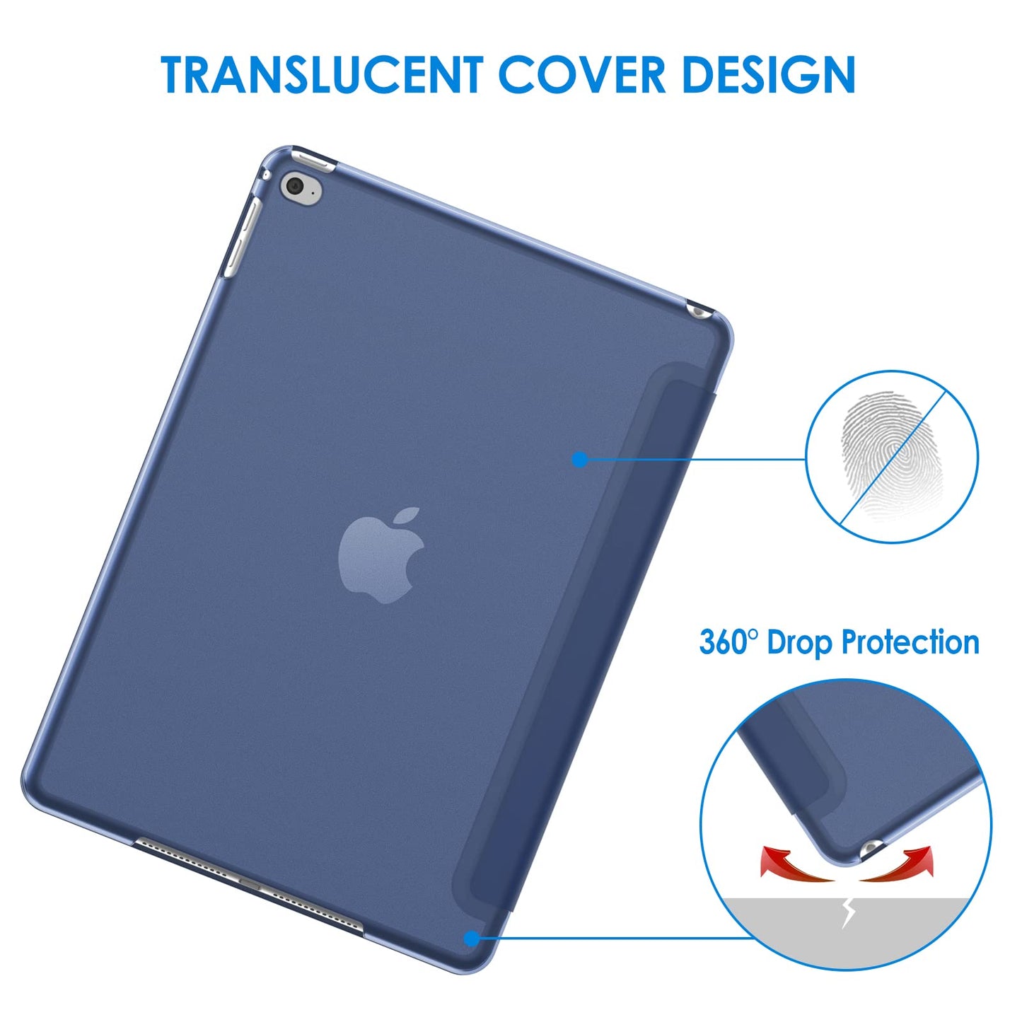 JETech Case for iPad Air 2 (2nd Generation), Smart Cover Auto Wake/Sleep (Black)