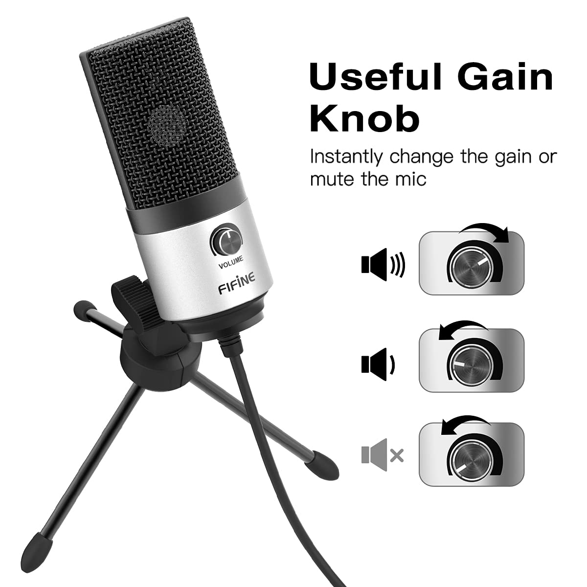 FIFINE USB Microphone, Metal Condenser Recording Microphone for MAC OS, Windows, Cardioid Laptop Mic for Recording Vocals, Voice Overs, Streaming, Meeting and YouTube Videos-K669B