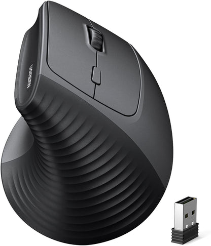 UGREEN Vertical Mouse, Wireless Bluetooth Ergonomic Mouse, Dual-Mode (BT 5.4 & USB 2.4G), Quiet Clicks, 4 Adjustable DPI (1000/1600/2000/4000), Compatible with Windows/Mac/Linux/Android/ChromeOS