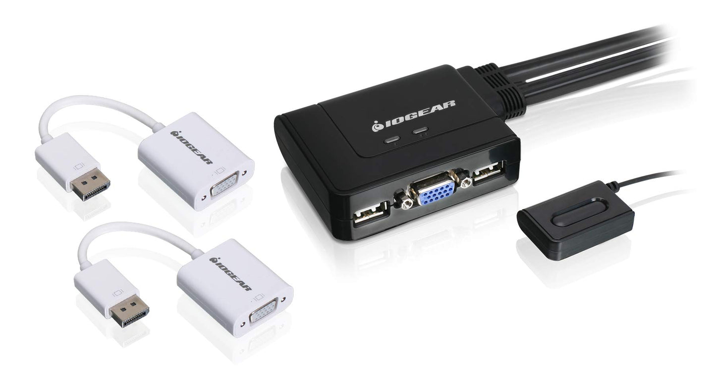 IOGEAR 2-Port USB HDMI Cabled KVM Switch - 1920 x 1200 60Hz - Hotkey or Remote Button Switch - 2.1 Stereo - USB 2.0 Mouse Port Can Be Used As USB Hub and USB Peripheral Sharing - Mac / Win - GCS62HU