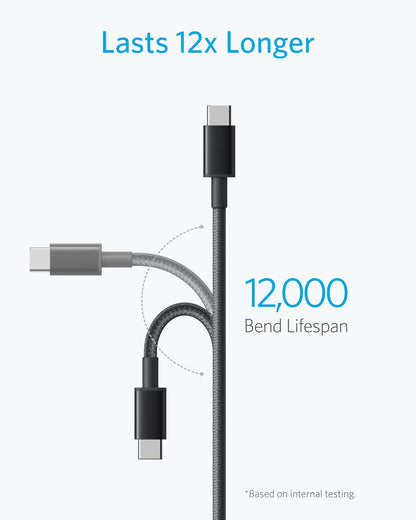 Anker Cable [2 Pack 3ft], USB A to USB C Cable for iPhone 17 Series,Samsung Galaxy S10 S10+, LG V30, Beats Fit Pro and More (Black).