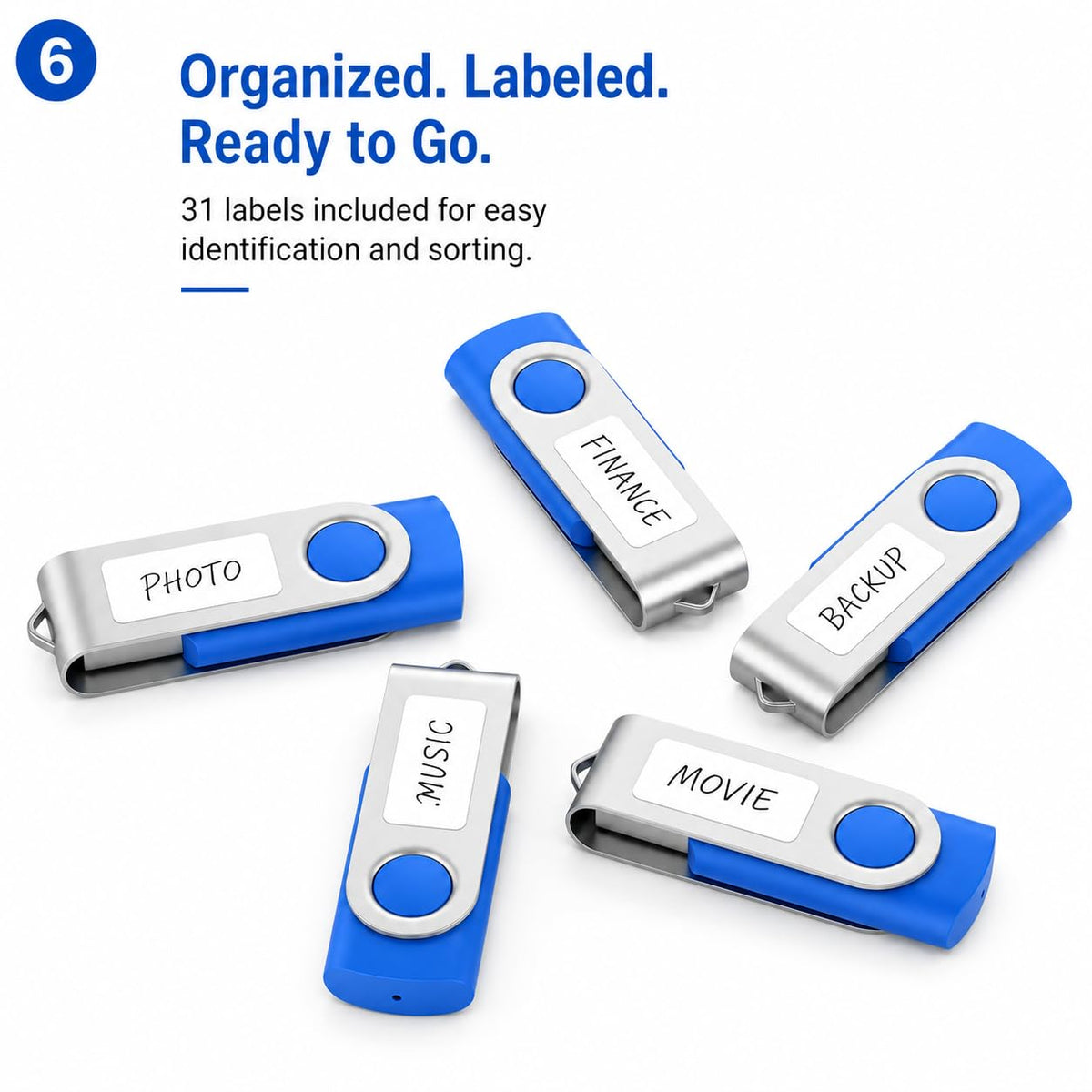 Enfain 16GB USB 2.0 Flash Drive 10 Pack | Swivel Thumb Drives with 31 Labels | Gift-Ready Packaging for Corporate Events, Office & Team Distributions (Black)