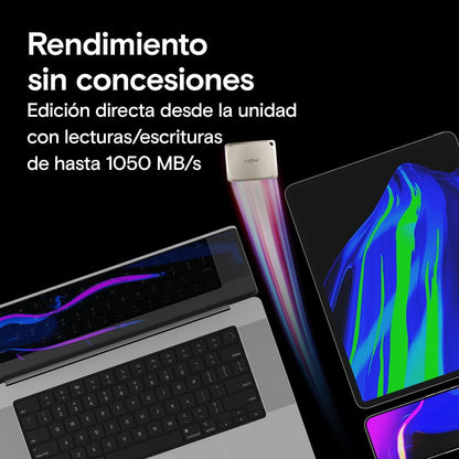 Crucial X9 Pro 1TB Portable SSD, Up to 1050MB/s Read & Write, 3.2 USB-C, External Solid State Drive, Durable Storage for PC & Mac, for Content Creators & Videogaphers, Silver - ‎CT1000X9PROSSD902