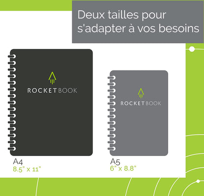 Rocketbook Fusion Hybrid Reusable Planner and Notebook in One, Additional Blank Pages, Goal and Project Tracker, Undated Planner, Letter Size 8.5x11, Black (Pack of 1)