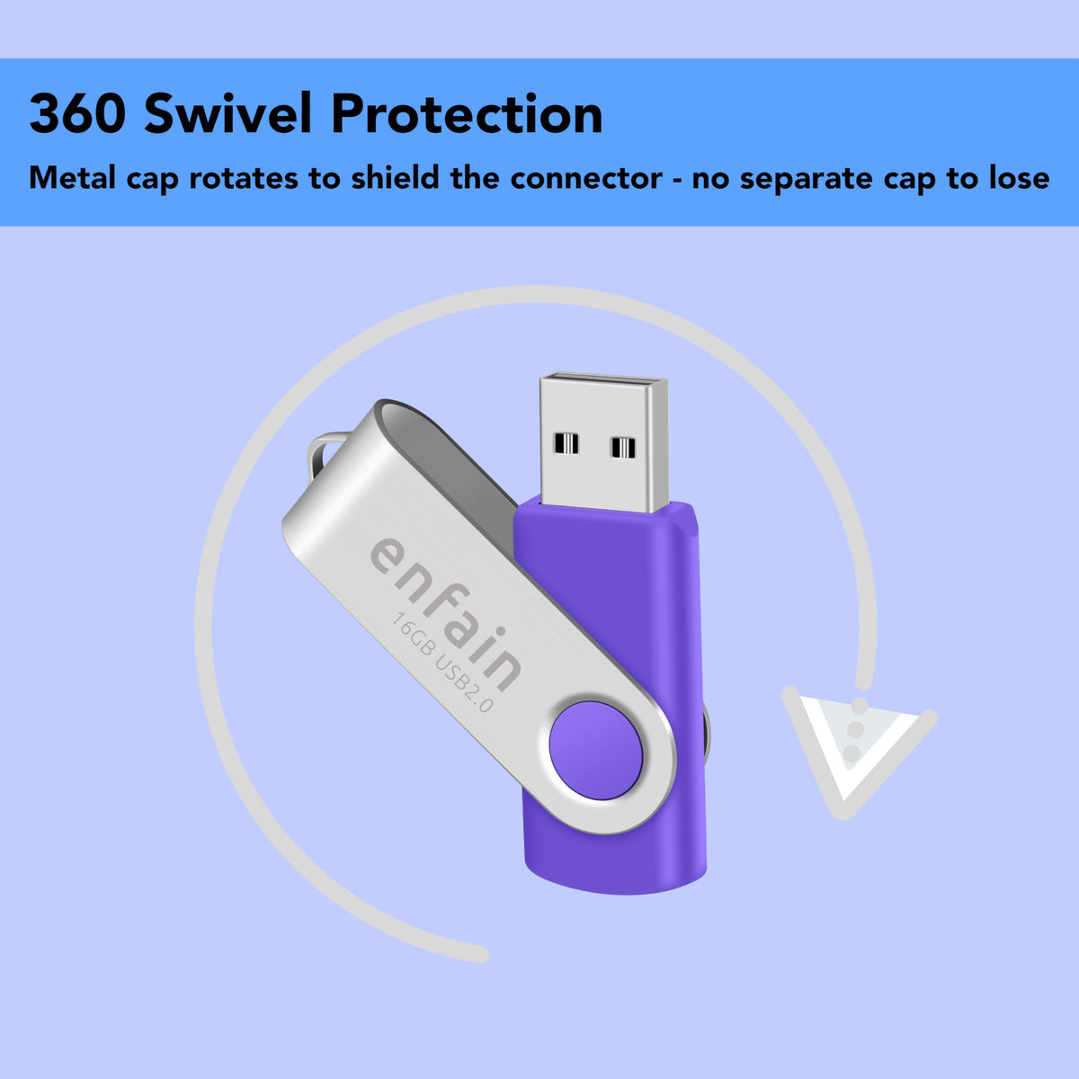 Enfain 16GB USB 2.0 Flash Drive 10 Pack | Swivel Thumb Drives with 31 Labels | Gift-Ready Packaging for Corporate Events, Office & Team Distributions (Black)