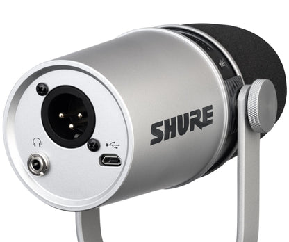 Shure MV7 USB Podcast Microphone for Podcasting, Recording, Live Streaming & Gaming, Built-in Headphone Output, All Metal USB/XLR Dynamic Mic, Voice-Isolating Technology, TeamSpeak Certified - Black