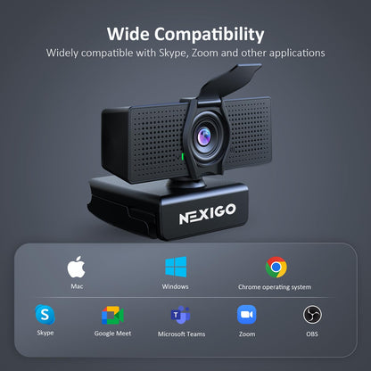 NexiGo N60 1080P Webcam with Microphone, Software Control & Privacy Cover, USB HD Computer Web Camera, Plug and Play, for Zoom/Skype/Teams, Conferencing and Video Calling