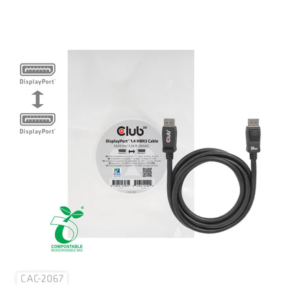 Club3D CAC-2068 VESA Certified DisplayPort to DisplayPort 1.4/Hbr3 M/M Cable DP 1.4 8K 60Hz 2m - 6,56ft