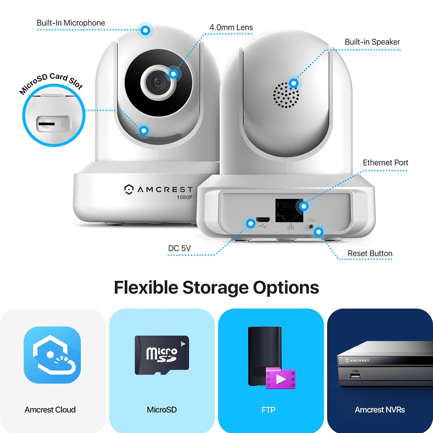 Amcrest ProHD 1080P WiFi 2MP (1920TVL) Indoor Pan/Tilt Security Wireless IP Camera IP2M-841B (Black)