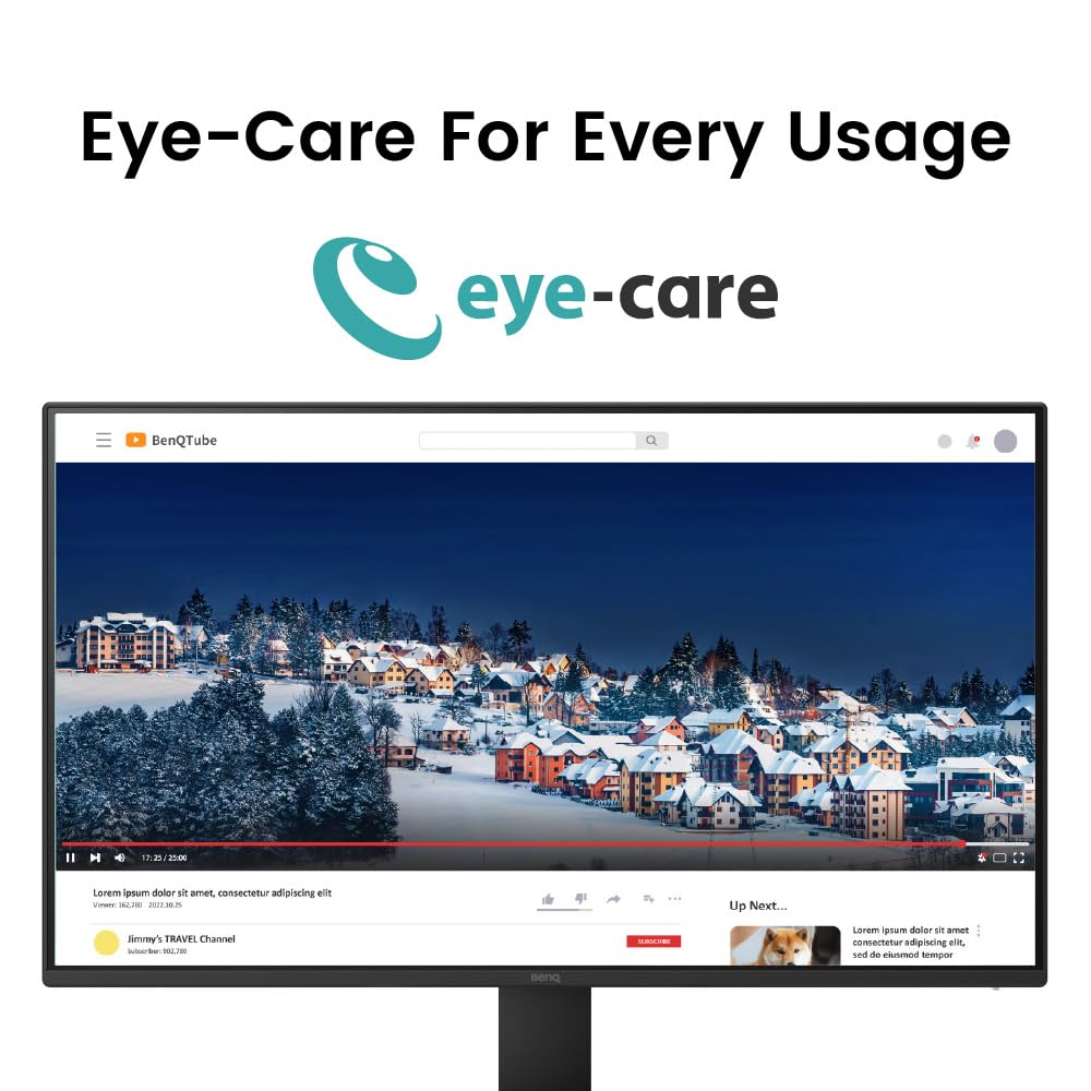 BenQ GW2480 Computer Monitor 24" FHD 1920x1080p | IPS | Eye-Care Tech | Low Blue Light | Anti-Glare | Adaptive Brightness | Tilt Screen | Built-in Speakers | DisplayPort | HDMI | VGA,Black