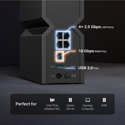 TP-Link Tri-Band BE19000 WiFi 7 Router (Archer BE800) | 12-Stream 19 Gbps | 2×10G + 4×2.5G Ports | LED Screen, 8 High-Performance Antennas | VPN, Easy Mesh, HomeShield, Private IoT, Free Expert Help