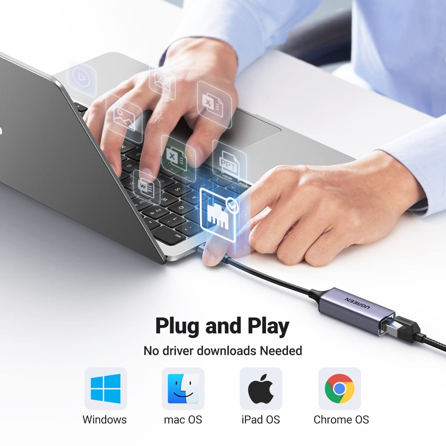 UGREEN USB C to Ethernet Adapter, Plug and Play 1Gbps Ethernet Adapter, Aluminum Case, (Thunderbolt 4/3 Compatible) to RJ45 Network Dongle, Compatible for MacBook Pro/Air, iPhone 17 Pro/Max, iPad, XPS