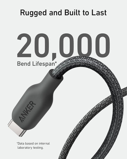 Anker Cable Bio-Briaded, Durable USB A to USB C Charger Cable for Samsung Galaxy Note Series, LG V30 (2 Pack, 6FT, Black)
