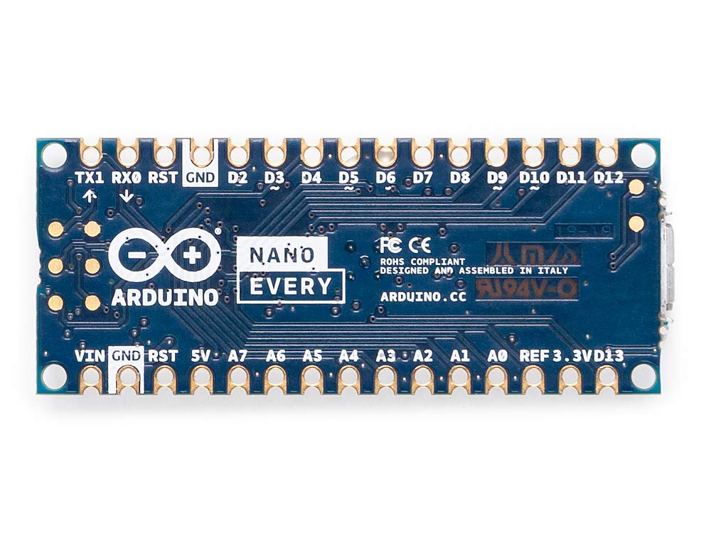 Arduino Nano Every (Single Board) [ABX00028-A] - ATmega4809 Microcontroller, 48KB Flash, 6KB SRAM, 20 Digital I/O Pins, 8 Analog Inputs, USB-C, Compatible with Arduino IDE for Embedded Projects