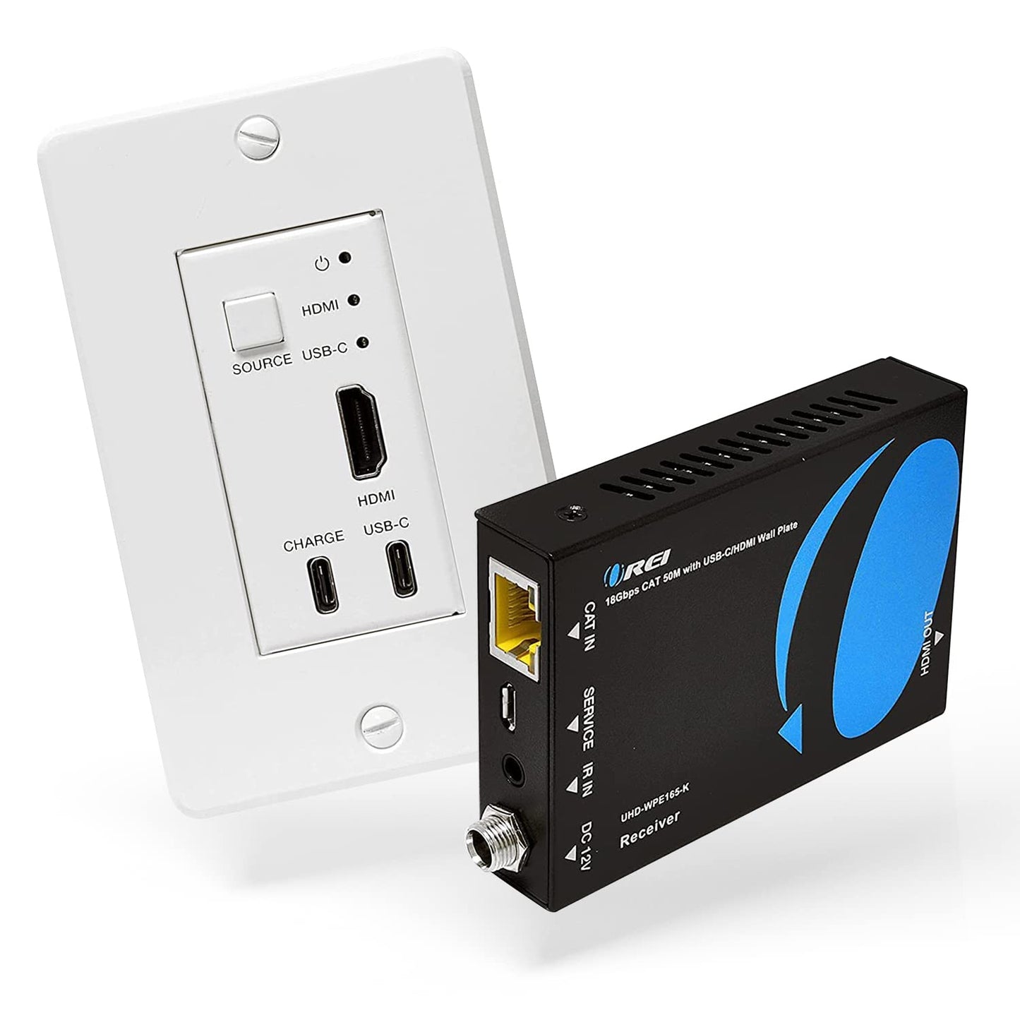 OREI 4K HDMI Extender over ethernet CAT5/CAT6/CAT7 Up To 165 Feet At 1080@60hz - HDMI 1.4 & HDCP 1.4 Compliant with One Way IR Pass Through, HDMI Loop Output & Power Over Cable