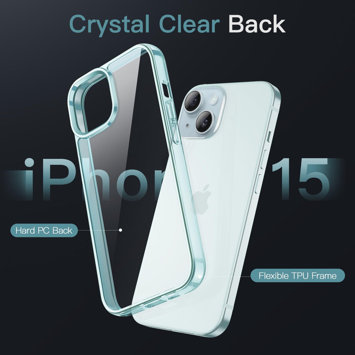 JETech Case for iPhone 15 6.1-Inch, Non-Yellowing Shockproof Phone Bumper Cover, Anti-Scratch Clear Back (Clear)