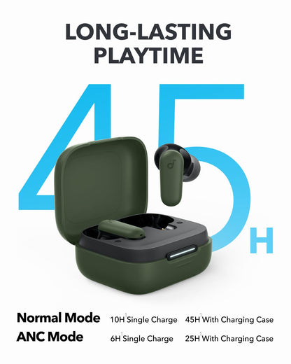 Soundcore P30i by Anker Noise Cancelling Earbuds, Strong and Smart Noise Cancelling, Powerful Bass, 45H Playtime, 2-in-1 Case and Phone Stand, IP54, Wireless Earbuds, Bluetooth 5.4 (Black)