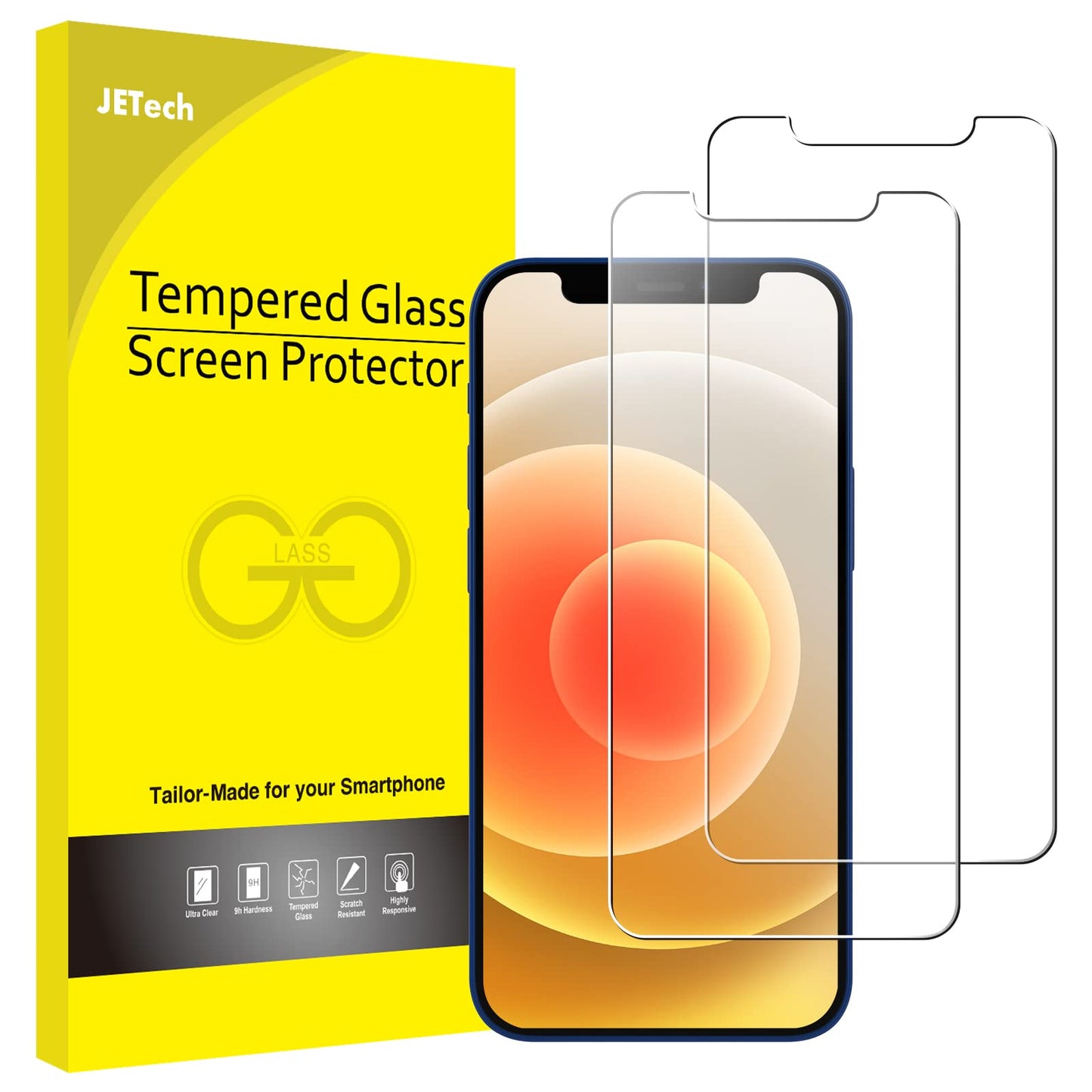 JETech Screen Protector for iPhone 8 Plus and iPhone 7 Plus 5.5-Inch, Tempered Glass Film, 2-Pack