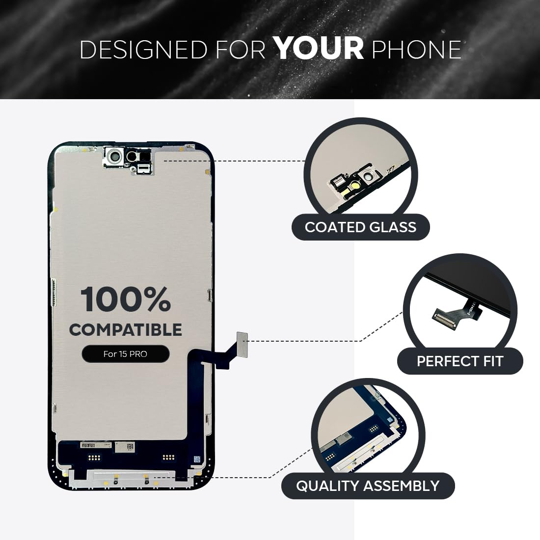 Compatible with iPhone XR Premium LCD Screen Replacement 6.1 inch (Model A1984, A2105, A2106, A2108) High Resolution Display digitizer Assembly Touch Screen