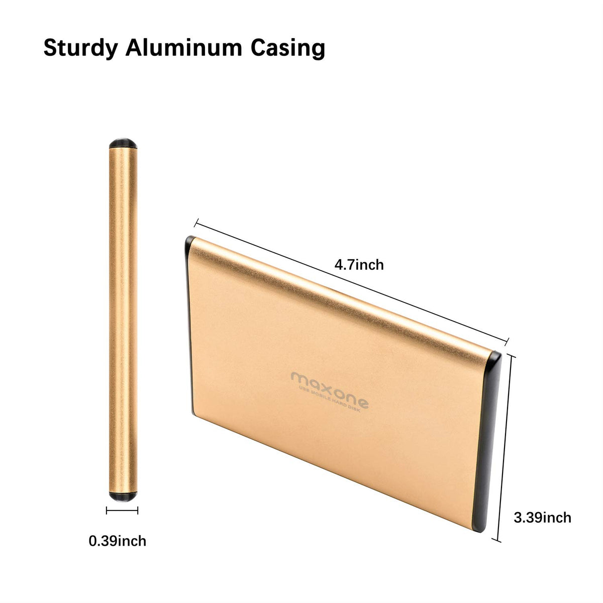 Maxone 500GB Ultra Slim Portable External Hard Drive HDD USB 3.0 Compatible with PC, Laptop, Charcoal Grey