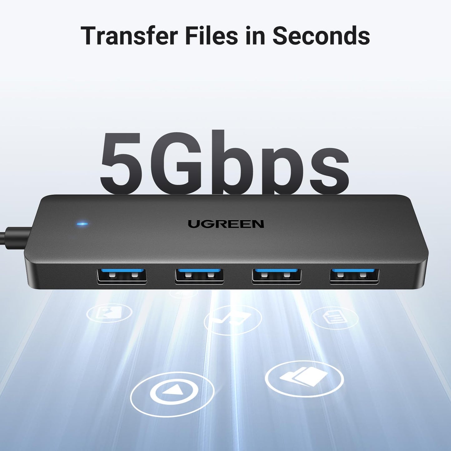 UGREEN USB 3.0 Hub, 4 Ports USB A Splitter Ultra-Slim USB Expander for Mouse, Keyboard, Flash Drive, U Disk, Printer Compatible with Laptop, Desktop PC, Xbox, PS5, and More