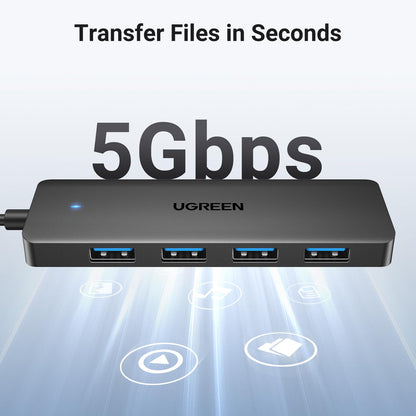 UGREEN USB 3.0 Hub, 4 Ports USB A Splitter Ultra-Slim USB Expander for Mouse, Keyboard, Flash Drive, U Disk, Printer Compatible with Laptop, Desktop PC, Xbox, PS5, and More