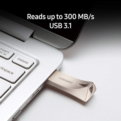 SAMSUNG BAR Plus 3.1 USB Flash Drive, 128GB, 400MB/s, Rugged Metal Casing, Storage Expansion for Photos, Videos, Music, Files, MUF-128BE4/AM, Titan Grey
