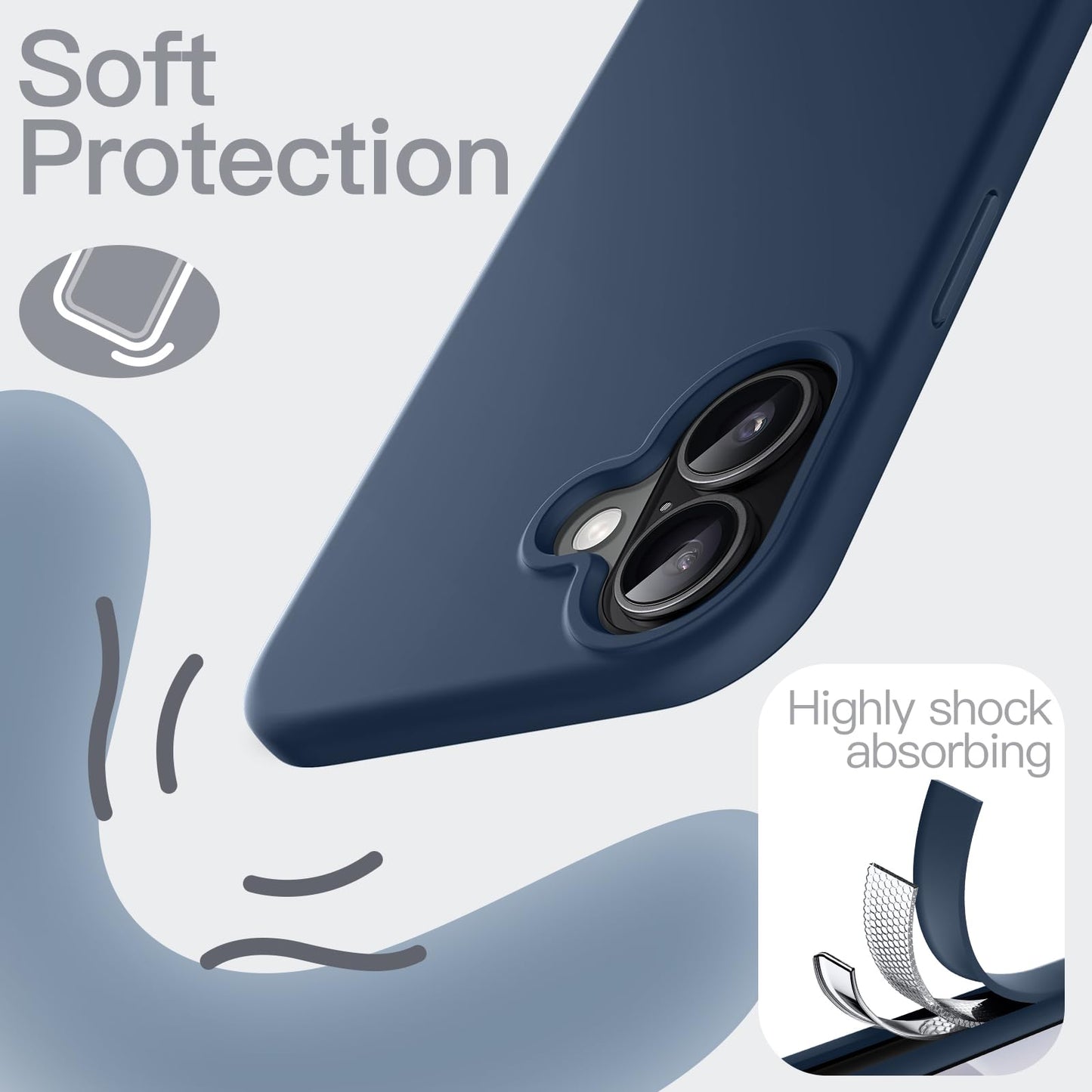 JETech Liquid Silicone Case for iPhone 17 Pro Max 6.9-Inch, Silky Soft Touch Full-Body Protection, Anti-Scratch Shockproof Phone Cover with Microfiber Lining (Dark Blue)