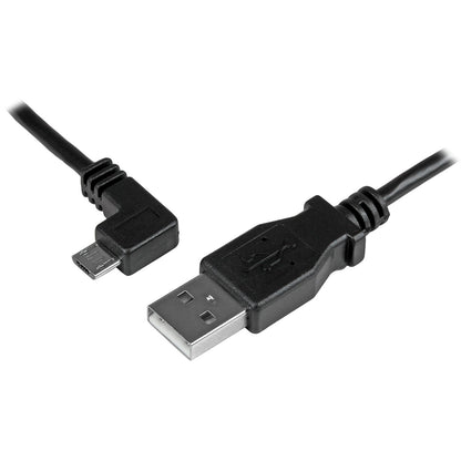 StarTech.com 1m Micro USB Cable Cord - A to Up Angle Micro B - Up Angled Micro USB Cable - 1x USB A (M), 1x USB Micro B (M) - Black (USBAUB1MU)