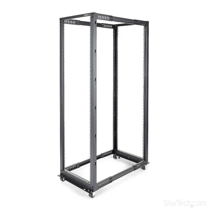 StarTech 42U 4-Post Server Rack, 19in Open Frame Rack with 40in (101cm) Mounting Depth and 1323lb (600kg) Weight Capacity, Mobile or Floor Mount IT Rack