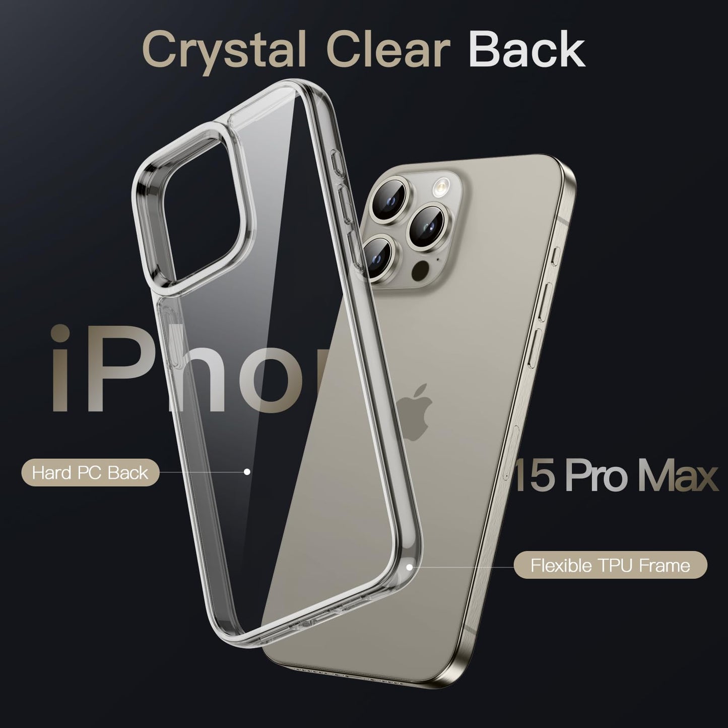 JETech Case for iPhone 15 6.1-Inch, Non-Yellowing Shockproof Phone Bumper Cover, Anti-Scratch Clear Back (Clear)