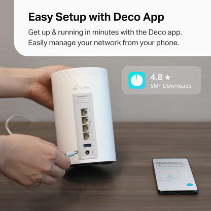 TP-Link Deco XE75 AXE5400 Tri-Band WiFi 6E Mesh System - Covers up to 5500 Sq.Ft, Replaces WiFi Router and Extender, AI-Driven Mesh, 6GHz Band, 2-Pack