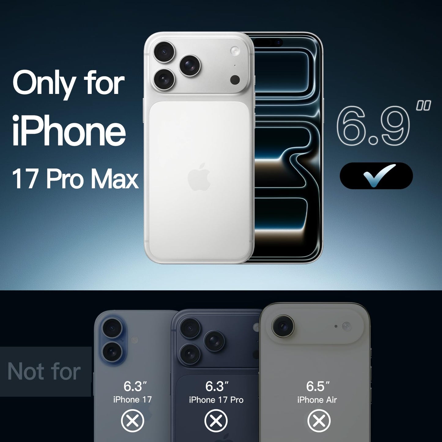JETech Case for iPhone 17 Pro Max 6.9-Inch, Non-Yellowing Shockproof Phone Bumper Cover, Anti-Scratch Clear Back (Clear)