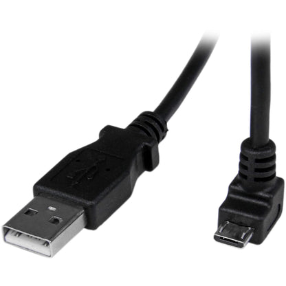 StarTech.com 1m Micro USB Cable Cord - A to Up Angle Micro B - Up Angled Micro USB Cable - 1x USB A (M), 1x USB Micro B (M) - Black (USBAUB1MU)