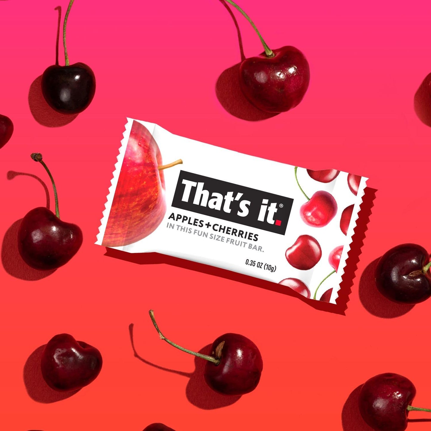 That’s it. Fun Size Fruit Bars Variety Pack (50 Pieces, 10g Each), Non-GMO, Kosher, Gluten Free, Breakfast Snacks, Allergy Friendly (Cherry-Cinnamon)