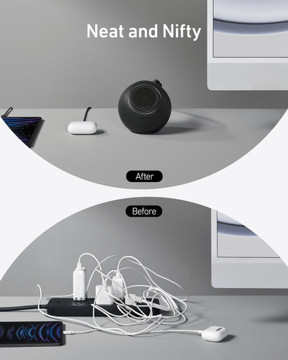 Anker MagGo Magnetic Charging Station, Qi2 Certified 15W Ultra-Fast MagSafe Wireless Charger for iPhone 15/14/13, 8-in-1 Power Strip with 3 AC and 4 USB Desktop Charger for MacBook and More (White)