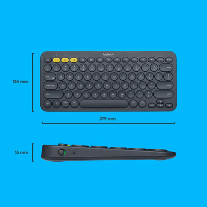 Logitech 920-007558 K380 Multi-Device Bluetooth Keyboard – with FLOW Cross-Computer Control and Easy-Switch up to 3 Devices – Dark Grey