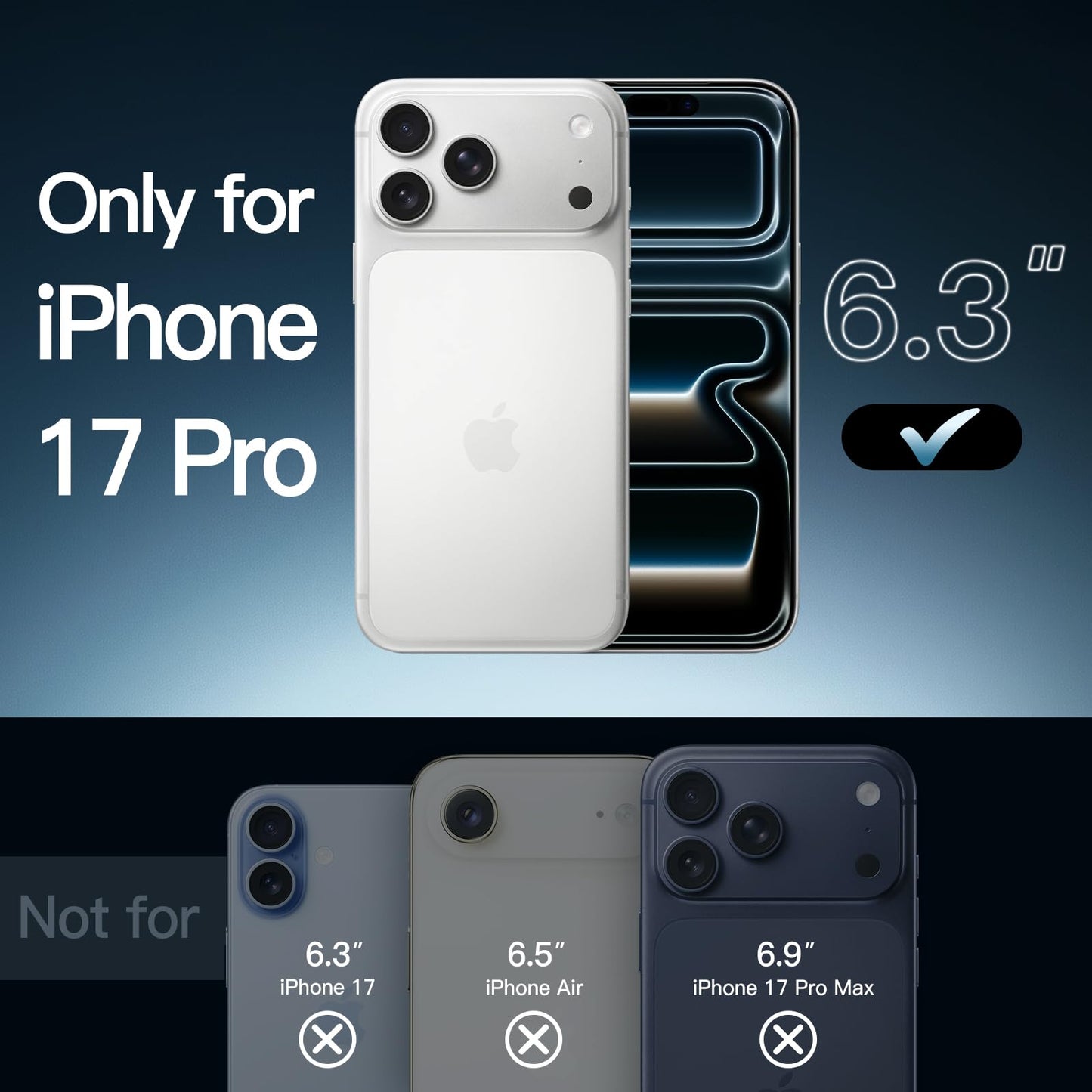 JETech Case for iPhone 17 Pro Max 6.9-Inch, Non-Yellowing Shockproof Phone Bumper Cover, Anti-Scratch Clear Back (Clear)