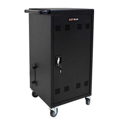 16 Devices Mobile Charging Cart for Laptop Up to 16.3-inch Screen, Charging Station and Tablet Storage Cart for iPad, Chromebooks with Cord Organizer, Black