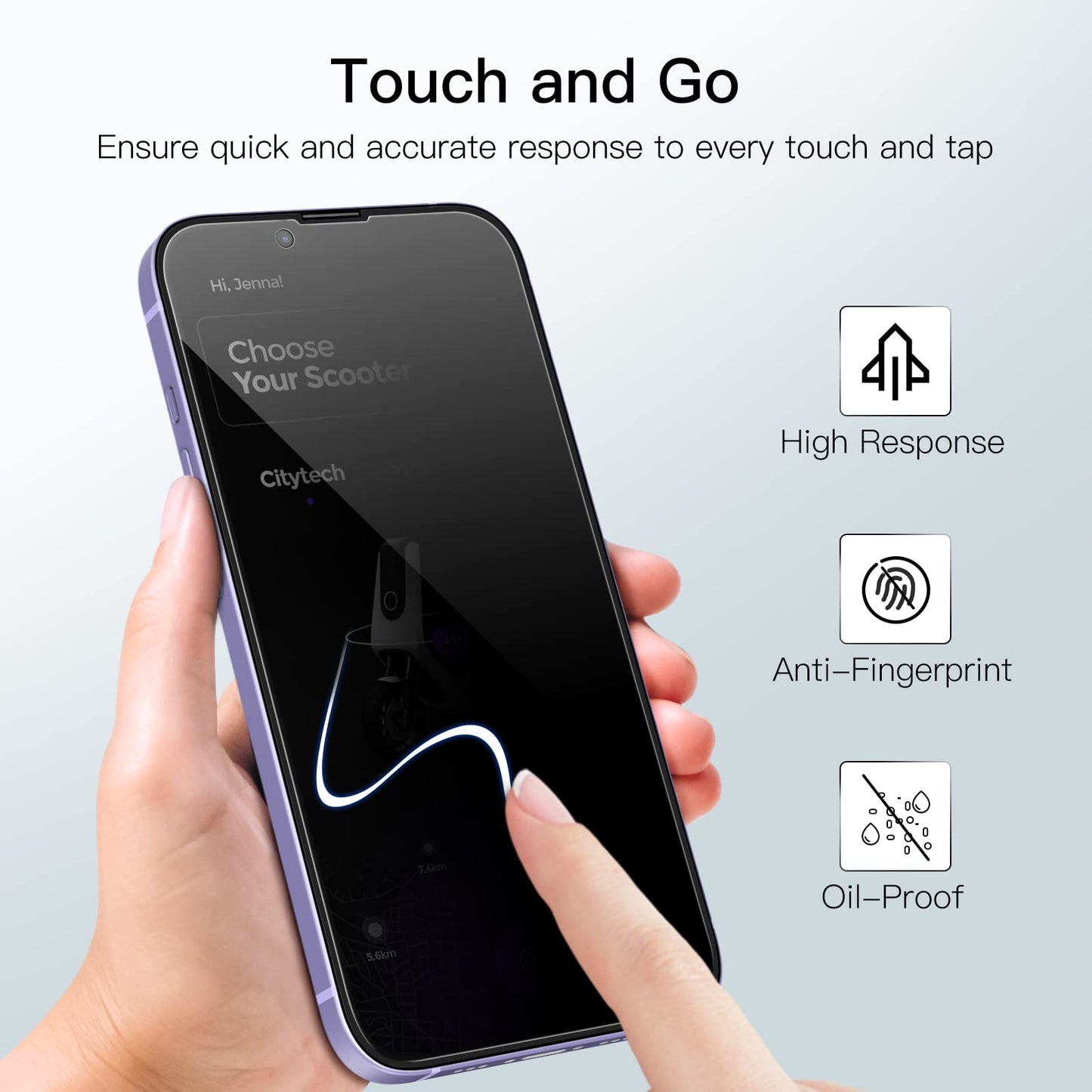 JETech Privacy Full Coverage Screen Protector for iPhone 14 Pro Max 6.7-Inch, Anti-Spy Tempered Glass Film, Edge to Edge Protection Case-Friendly, 2-Pack