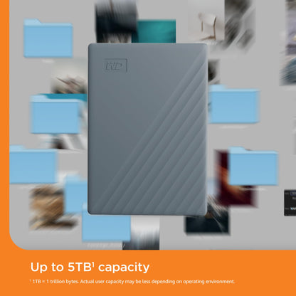 WD 5TB My Passport, Portable External Hard Drive, Black, backup software with defense against ransomware, and password protection, USB 3.1/USB 3.0 compatible - WDBPKJ0050BBK-WESN