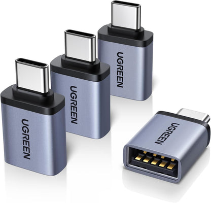 UGREEN USB C to USB Adapter 4 Pack, 10Gbps USBC Male to USB 3.2 Female Adapter, Type C USB C Adapter for MacBook Pro,iMac,iPhone 17 16 15 Pro Max,iPad Pro, Thunderbolt 4, Samsung,Space Gray