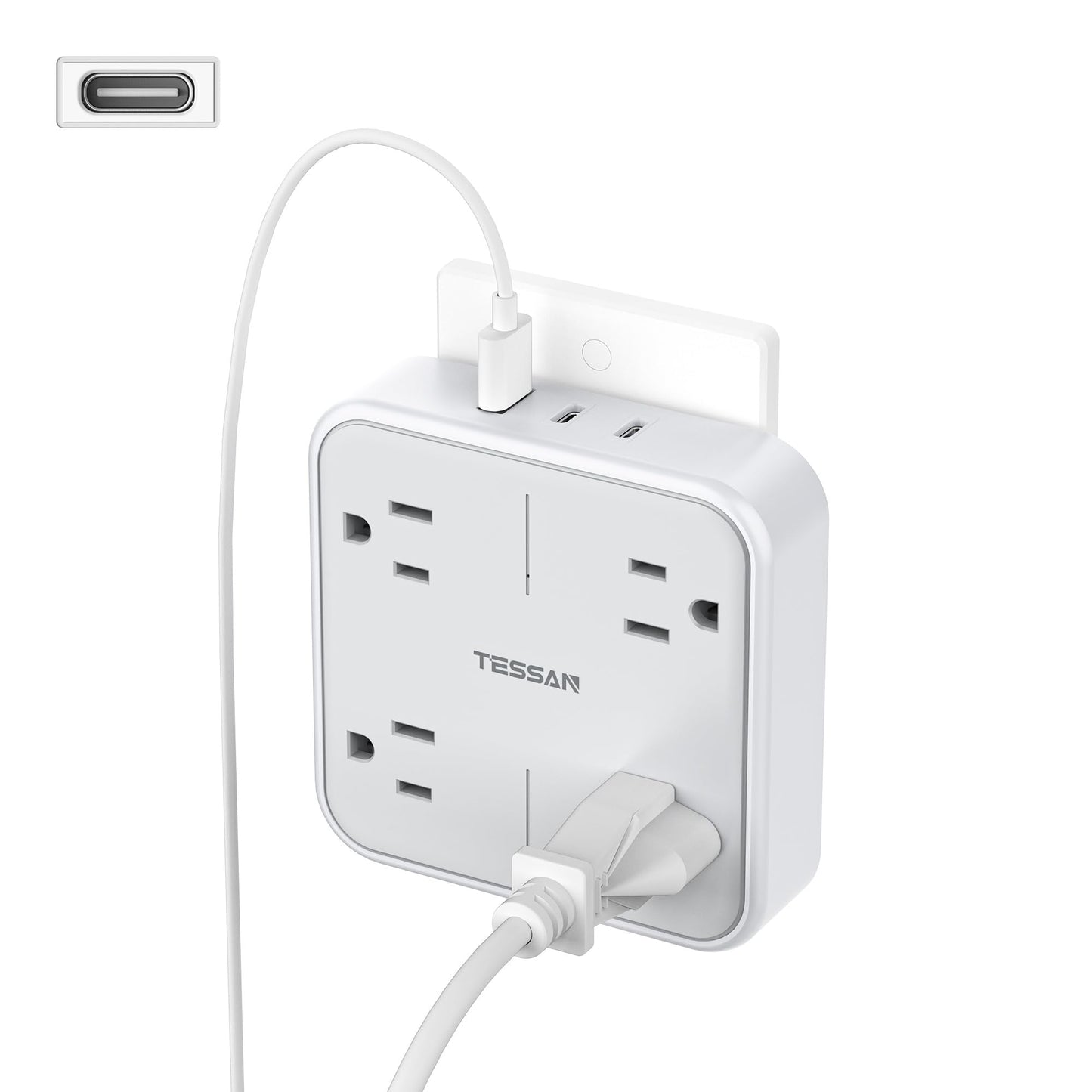 TESSAN Multi Plug Outlet Extender, Surge Protector Splitter with 3 USB (1 USB C Port) Wall Charger, Multiple Expander for Travel, Home, College Dorm Room