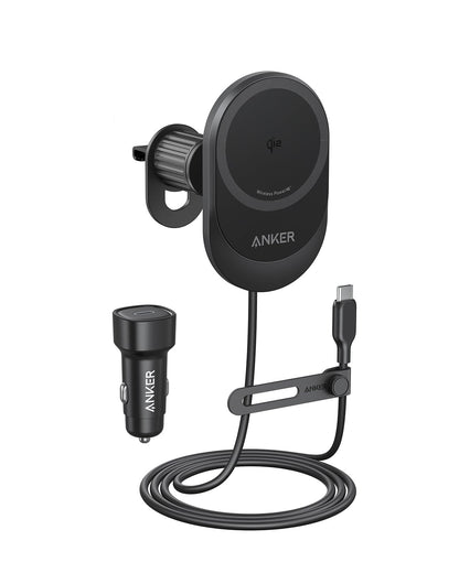 Anker Prime MagSafe Car Mount Charger, Qi2 25W Certified Wireless Car Charger with AirCool, Strong Magnets, Air Vent Mount for iPhone 17-12 Series (Check Vent Compatibility, 60W Adapter Included)